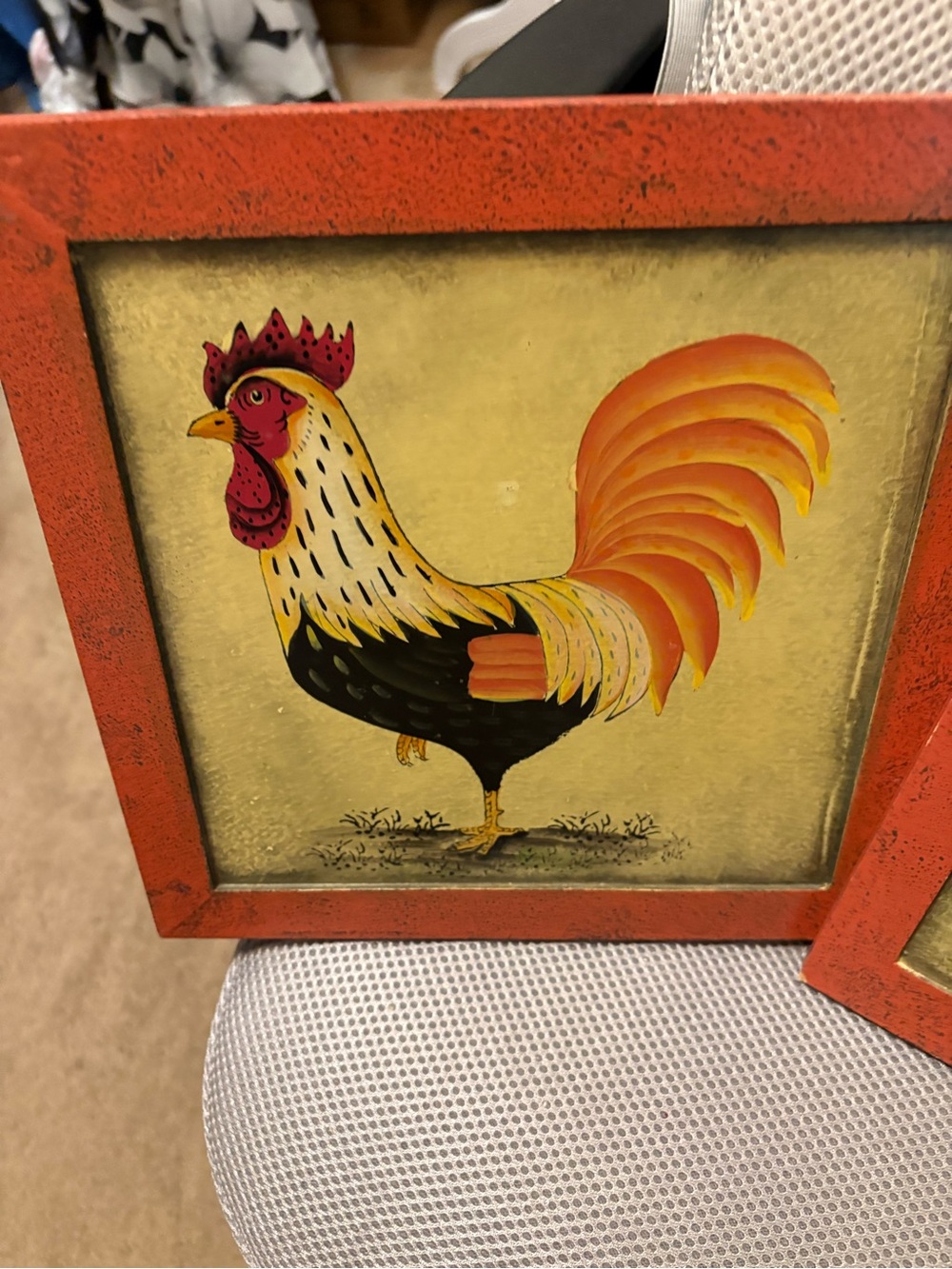 Farmhouse Rust Orange Rooster Wall Art Pair - Brand: - Picture 5 of 6